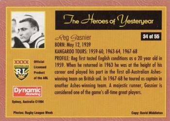 1994 Dynamic Kangaroo Heroes #34 Reg Gasnier Back